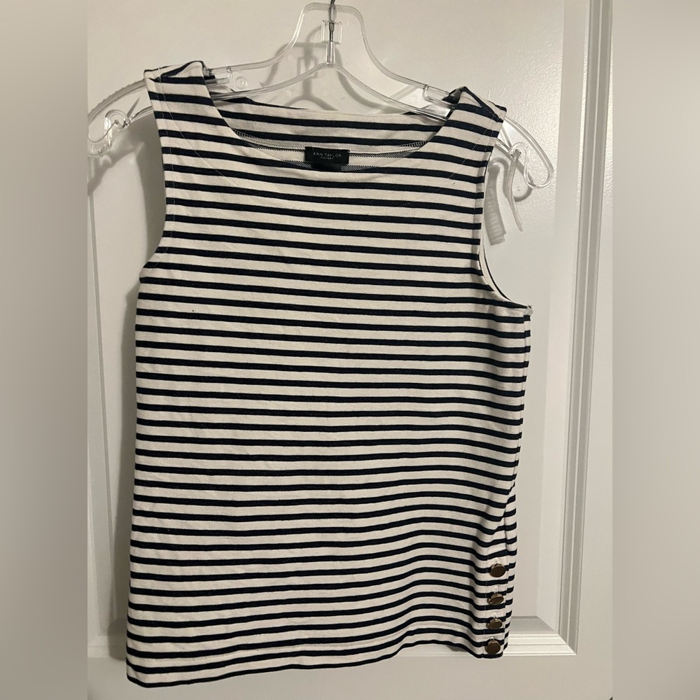Navy Stripe Ann Taylor Sleeveless Top